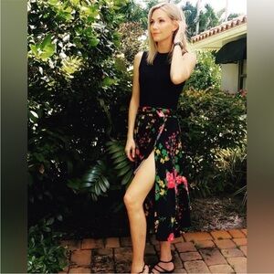 CAbi Floral Wrap Skirt